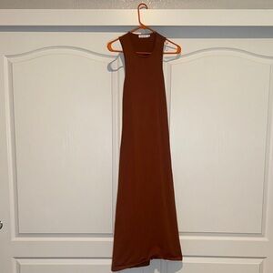 Shoe Dazzle Dark Orange/Chocolate Brown Maxi Dress